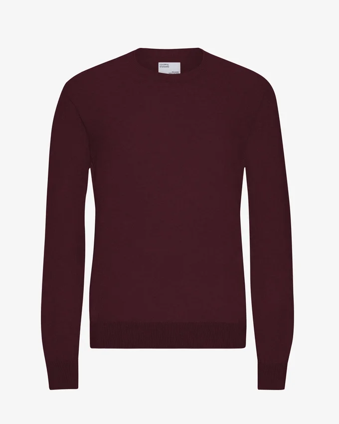Pull à col rond en laine mérinos légère - Rouge sang de bœuf