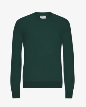 Pull à col rond en laine mérinos légère - Vert émeraude
