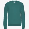 Pull à col rond en laine mérinos légère - Vert océan