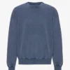 Pull à col rond oversize en coton bio - Bleu Neptune