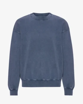 Pull à col rond oversize en coton bio - Bleu Neptune