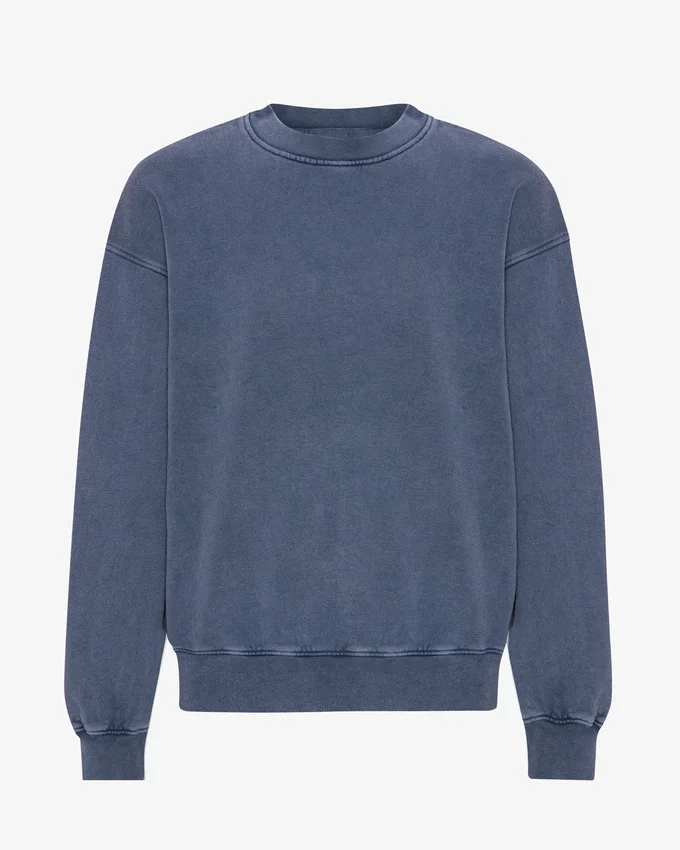 Pull à col rond oversize en coton bio - Bleu Neptune