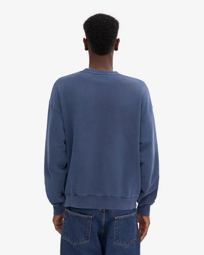 Pull à col rond oversize en coton bio - Bleu Neptune