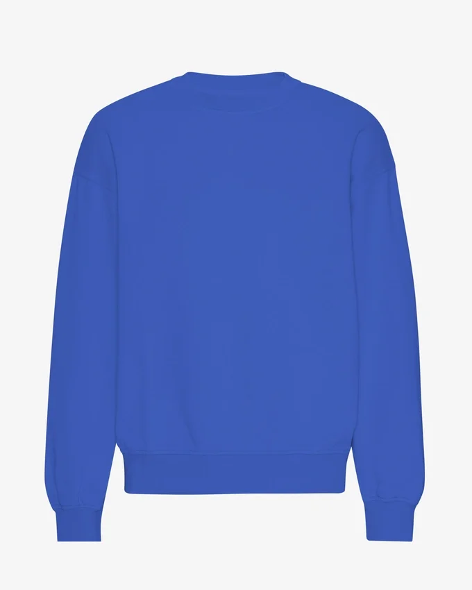 Pull à col rond oversize en coton bio - Bleu saphir