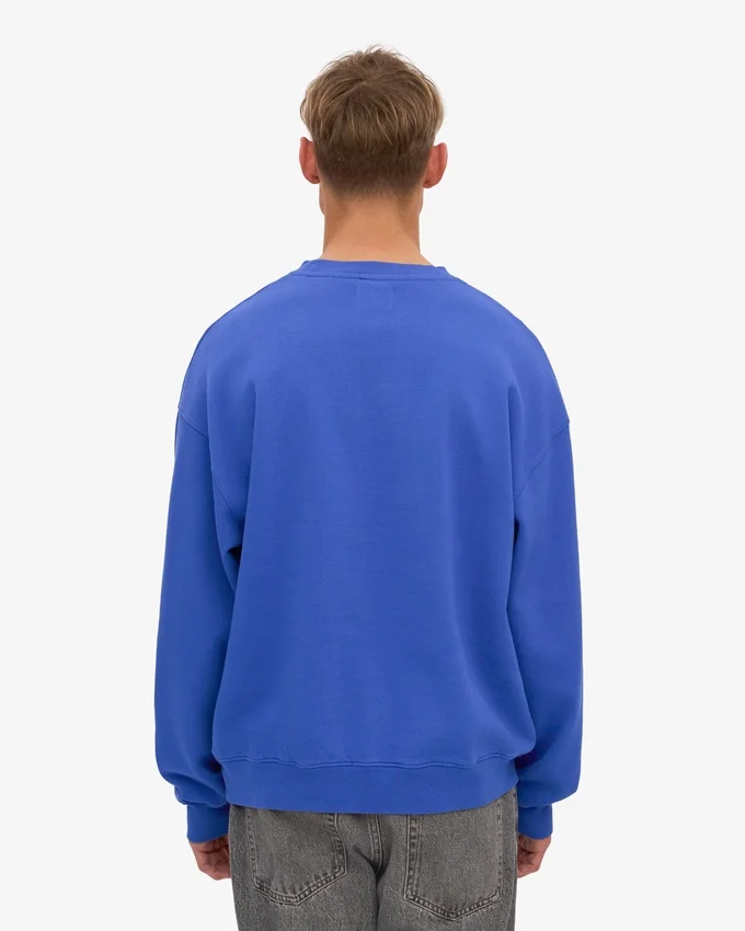 Pull à col rond oversize en coton bio - Bleu saphir