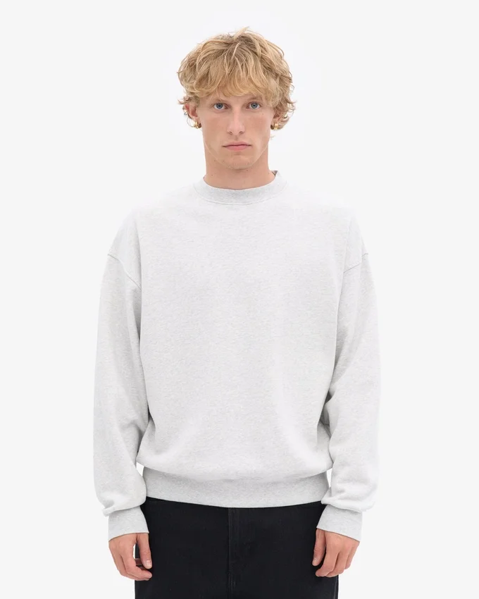Pull à col rond oversize en coton bio - Snow Melange