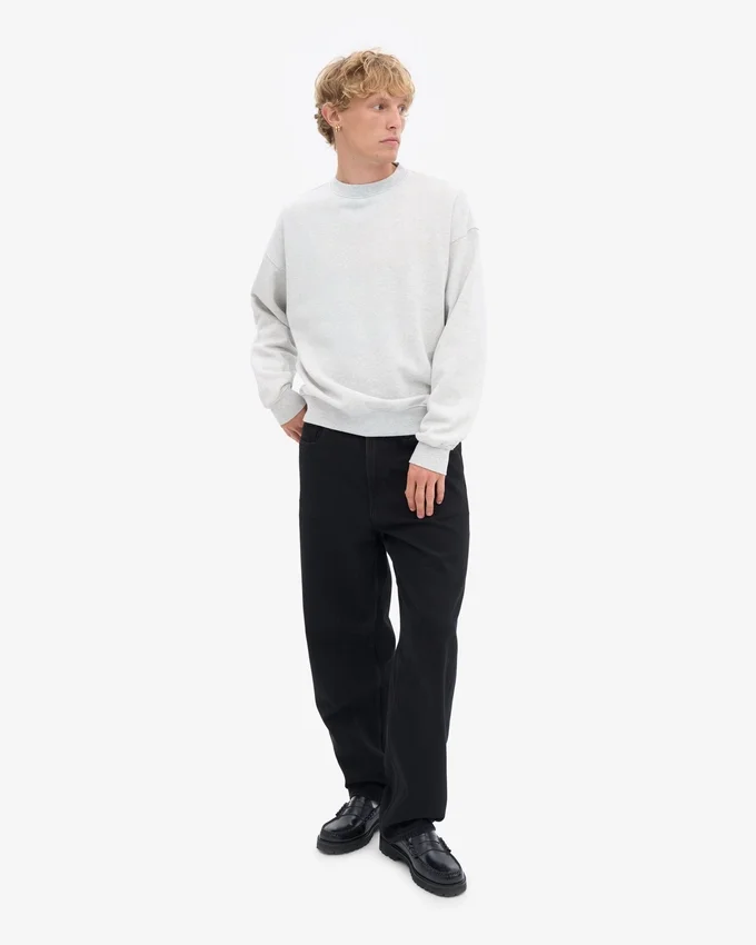 Pull à col rond oversize en coton bio - Snow Melange