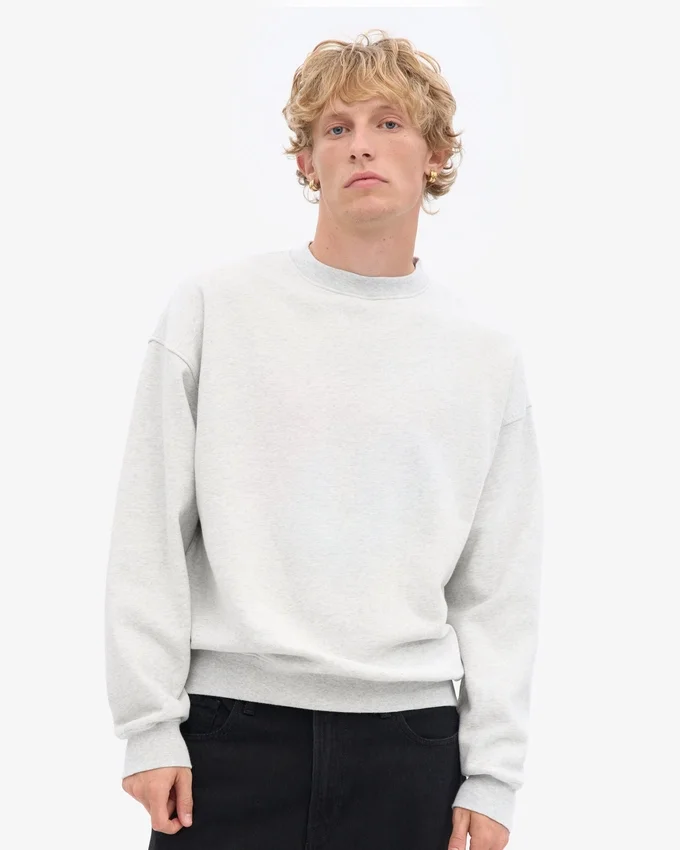 Pull à col rond oversize en coton bio - Snow Melange