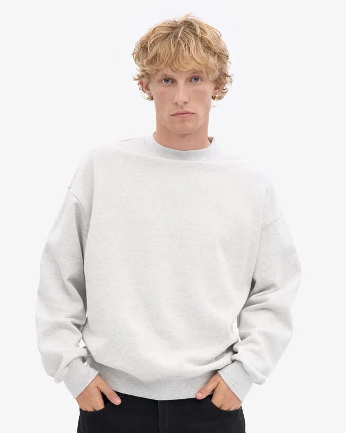 Pull à col rond oversize en coton bio - Snow Melange