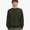 Pull à col rond oversize en coton bio - Vert chasseur