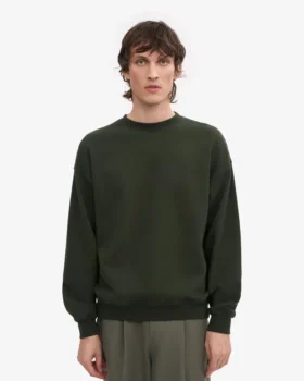 Pull à col rond oversize en coton bio – Vert chasseur