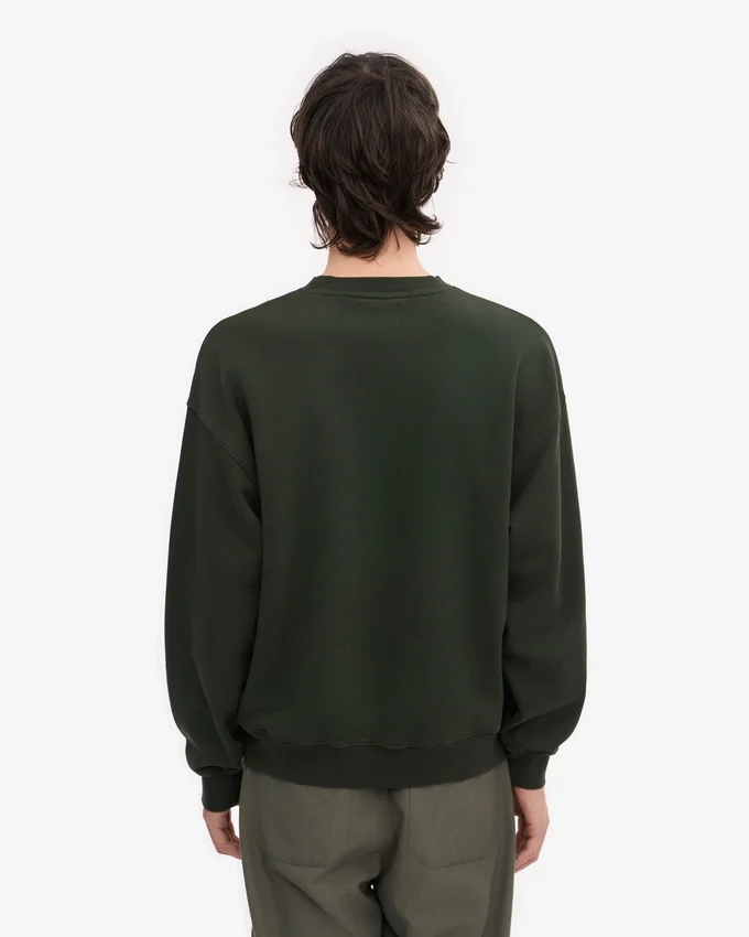 Pull à col rond oversize en coton bio - Vert chasseur