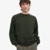 Pull à col rond oversize en coton bio - Vert chasseur