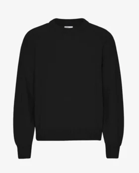Pull à col rond oversize en laine mérinos - Noir intense