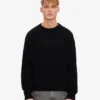 Pull à col rond oversize en laine mérinos - Noir intense