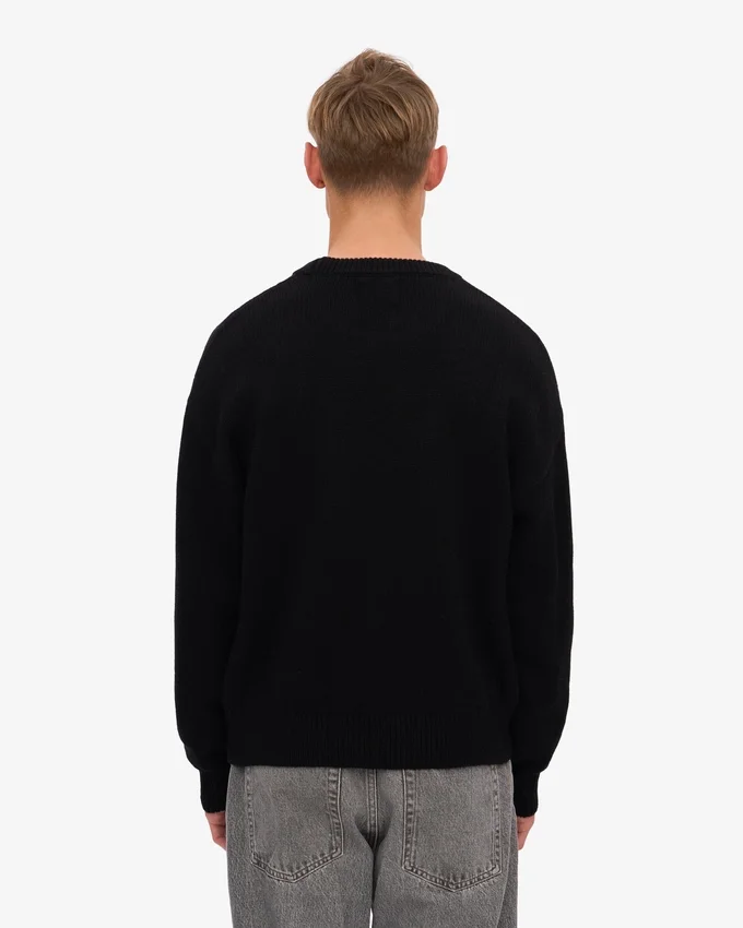 Pull à col rond oversize en laine mérinos - Noir intense