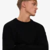 Pull à col rond oversize en laine mérinos - Noir intense