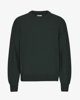 Pull à col rond oversize en laine mérinos - Vert chasseur