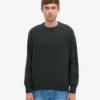 Pull à col rond oversize en laine mérinos - Vert chasseur