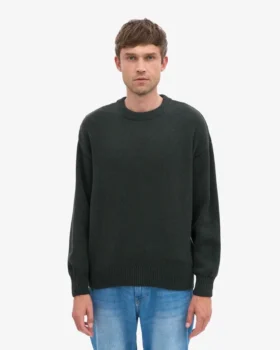 Pull à col rond oversize en laine mérinos – Vert chasseur