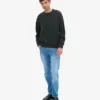 Pull à col rond oversize en laine mérinos - Vert chasseur