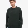 Pull à col rond oversize en laine mérinos - Vert chasseur
