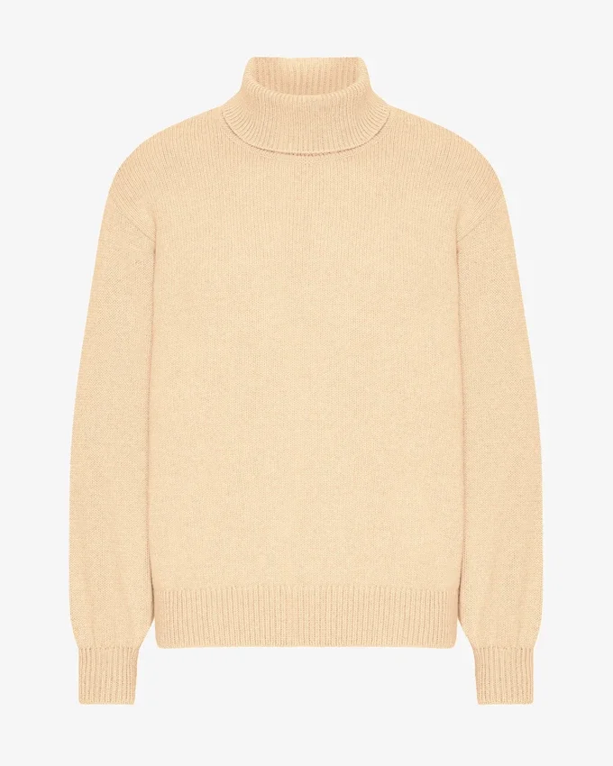 Pull à col roulé en laine mérinos - Jaune pâle