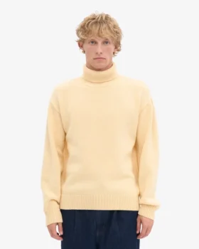 Pull à col roulé en laine mérinos – Jaune pâle