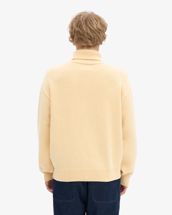Pull à col roulé en laine mérinos - Jaune pâle