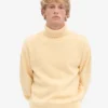 Pull à col roulé en laine mérinos - Jaune pâle