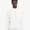 Pull col zippé 1/4 en coton bio - Blanc optique