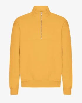 Pull col zippé 1/4 en coton bio - Jaune brûlé