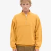 Pull col zippé 1/4 en coton bio - Jaune brûlé