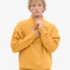Pull col zippé 1/4 en coton bio - Jaune brûlé
