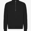 Pull col zippé 1/4 en coton bio - Noir intense
