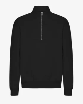 Pull col zippé 1/4 en coton bio - Noir intense
