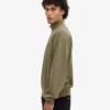Pull col zippé 1/4 en coton bio - Olive poussiéreux