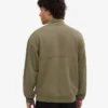 Pull col zippé 1/4 en coton bio - Olive poussiéreux