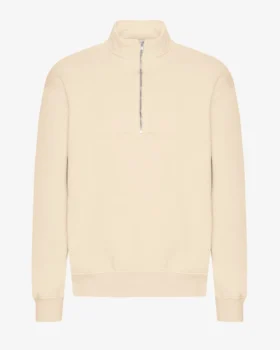 Pull col zippé bio - Blanc ivoire