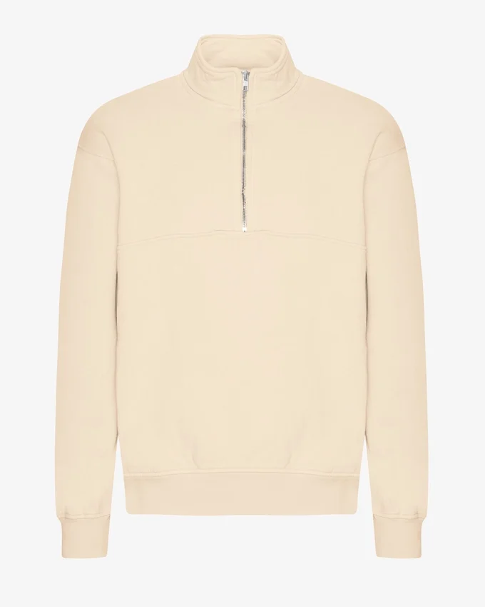 Pull col zippé bio - Blanc ivoire