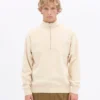 Pull col zippé bio - Blanc ivoire