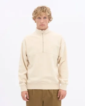 Pull col zippé bio – Blanc ivoire