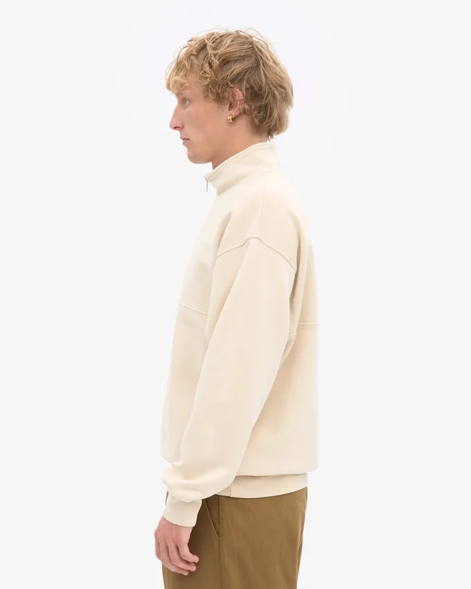 Pull col zippé bio - Blanc ivoire