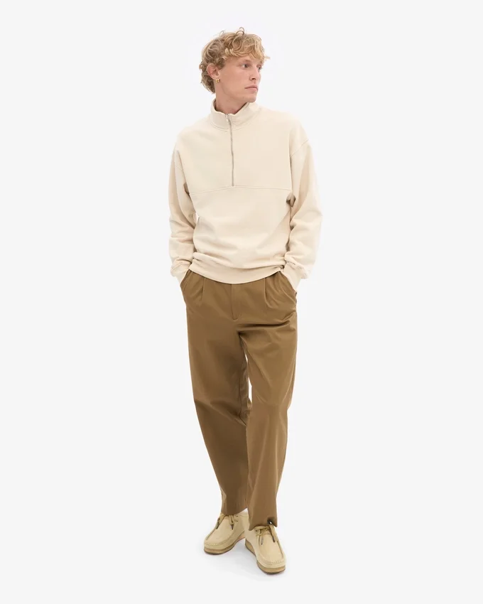 Pull col zippé bio - Blanc ivoire