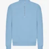 Pull col zippé bio - Bleu bord de mer
