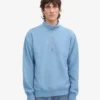 Pull col zippé bio - Bleu bord de mer