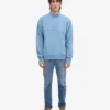 Pull col zippé bio - Bleu bord de mer