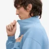 Pull col zippé bio - Bleu bord de mer
