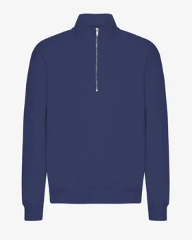 Pull col zippé bio - Bleu marine