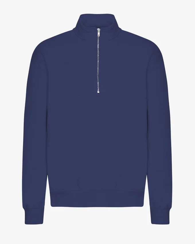 Pull col zippé bio - Bleu marine